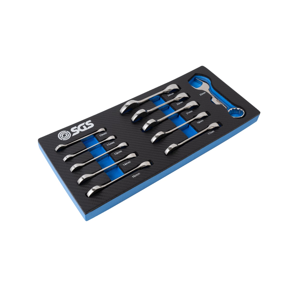 SGS 11pc Stubby SAE Combination Spanner Set | 10mm-25mm | Foam Insert